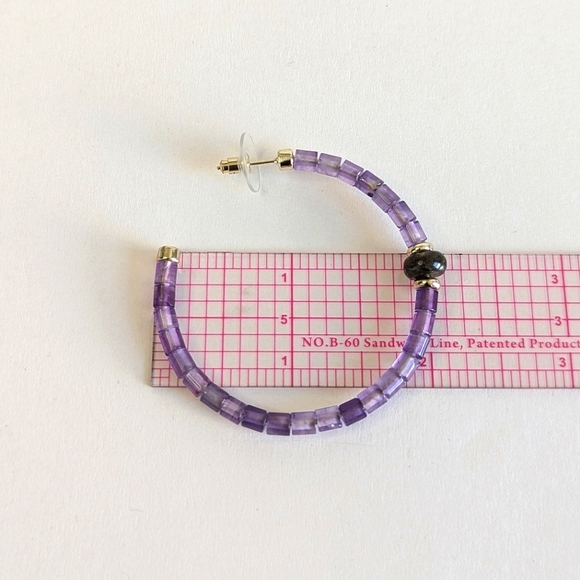 Kendra Scott Insley Genuine Amethyst Beaded Open Hoop Earrings - Picture 8 of 10